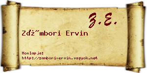 Zámbori Ervin névjegykártya