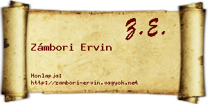 Zámbori Ervin névjegykártya